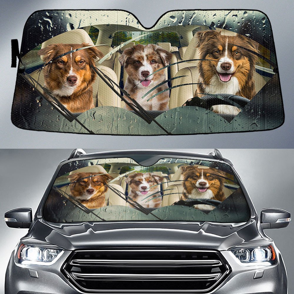 Australian Shepherd-Rainy Driving Car Sun Shade Cover Auto Windshield