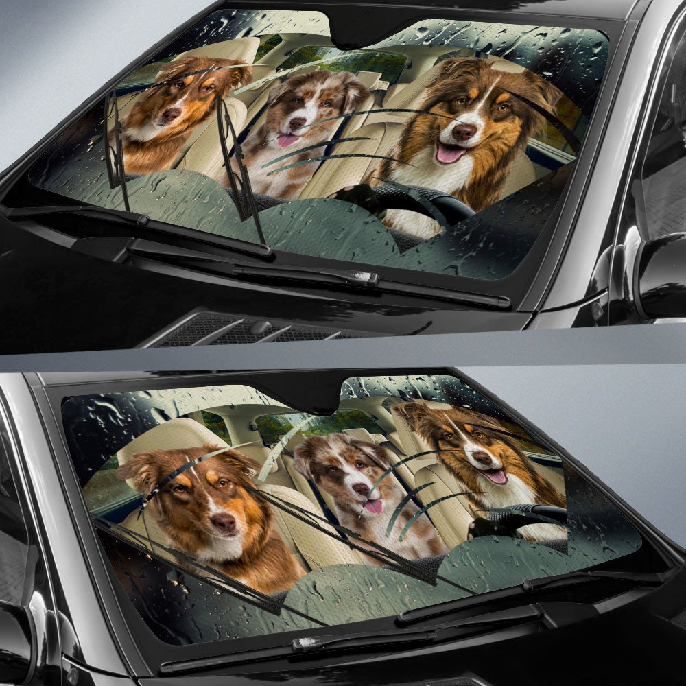 Australian Shepherd-Rainy Driving Car Sun Shade Cover Auto Windshield