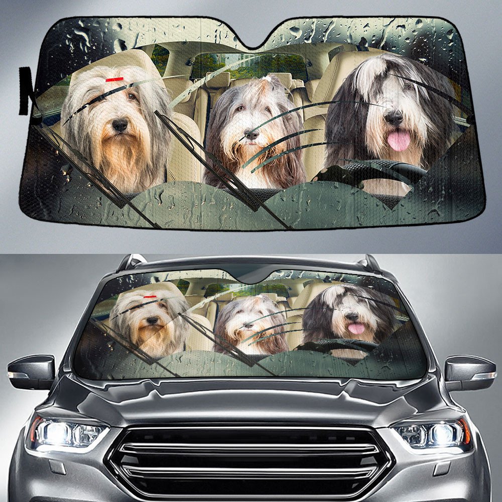 Bearded Collie-Rainy Driving Car Sun Shade Cover Auto Windshield