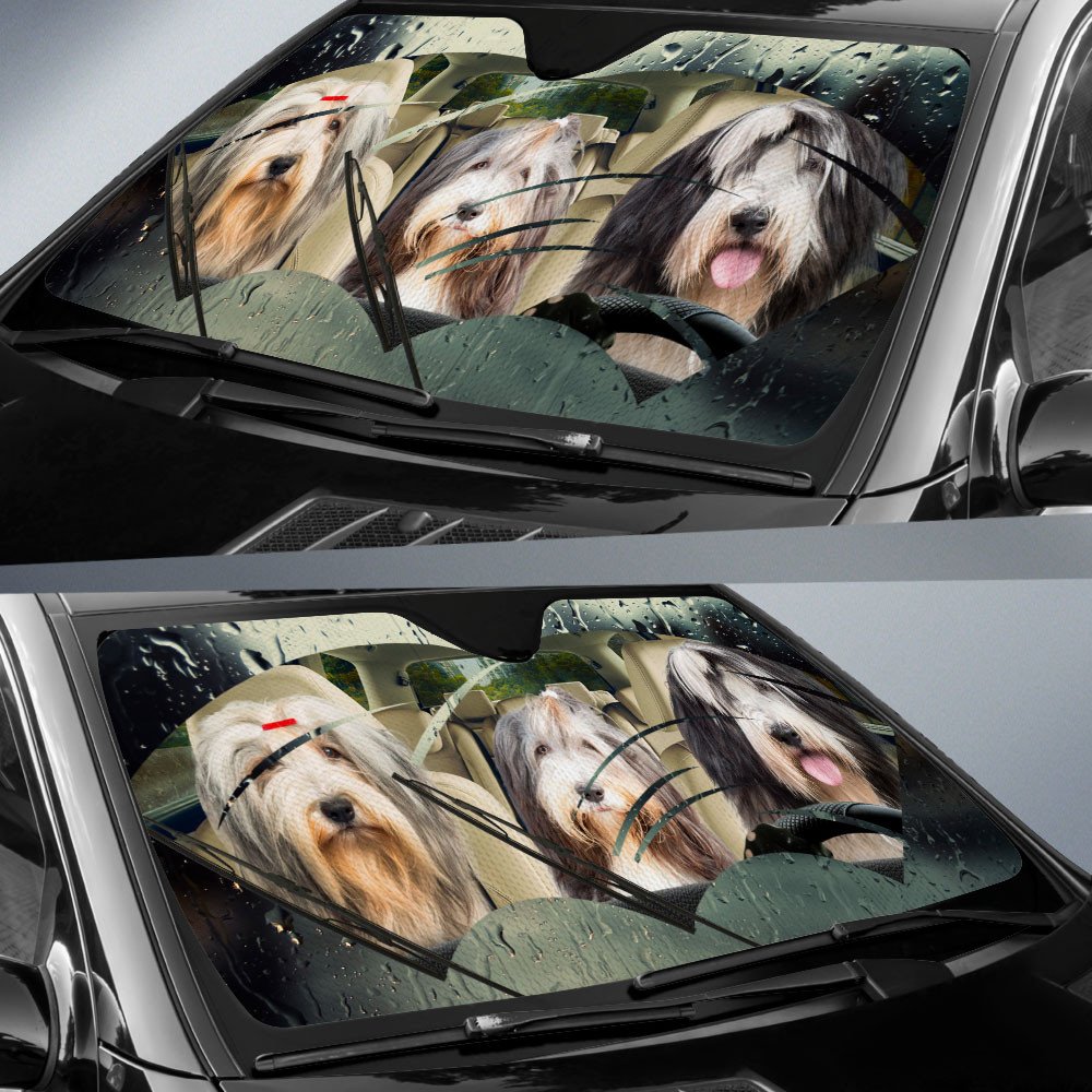 Bearded Collie-Rainy Driving Car Sun Shade Cover Auto Windshield