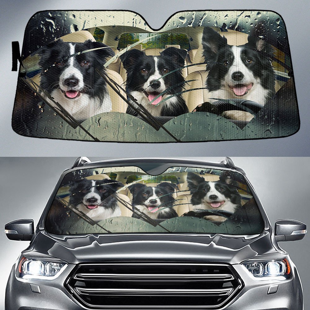 Border Collie-Rainy Driving Car Sun Shade Cover Auto Windshield