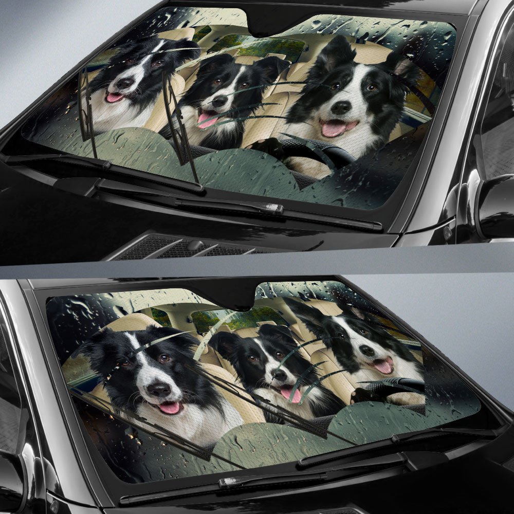 Border Collie-Rainy Driving Car Sun Shade Cover Auto Windshield
