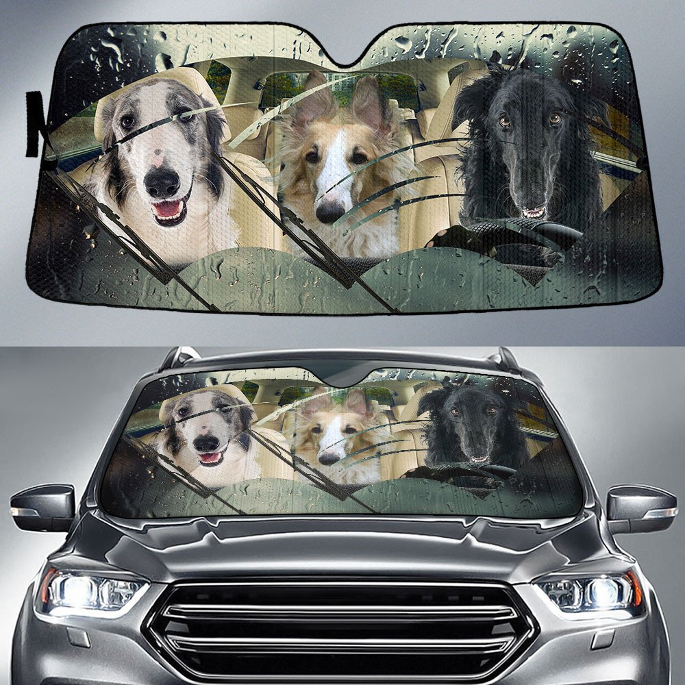 Borzoi-Rainy Driving Car Sun Shade Cover Auto Windshield