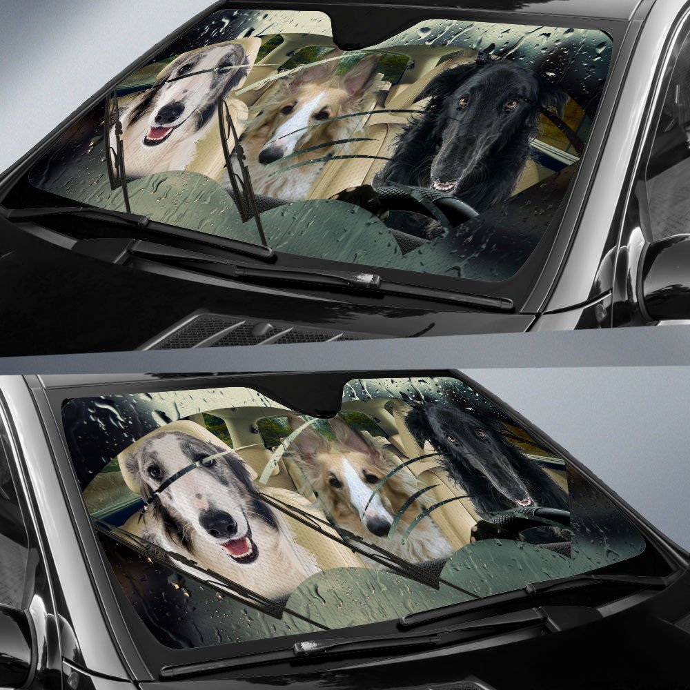 Borzoi-Rainy Driving Car Sun Shade Cover Auto Windshield