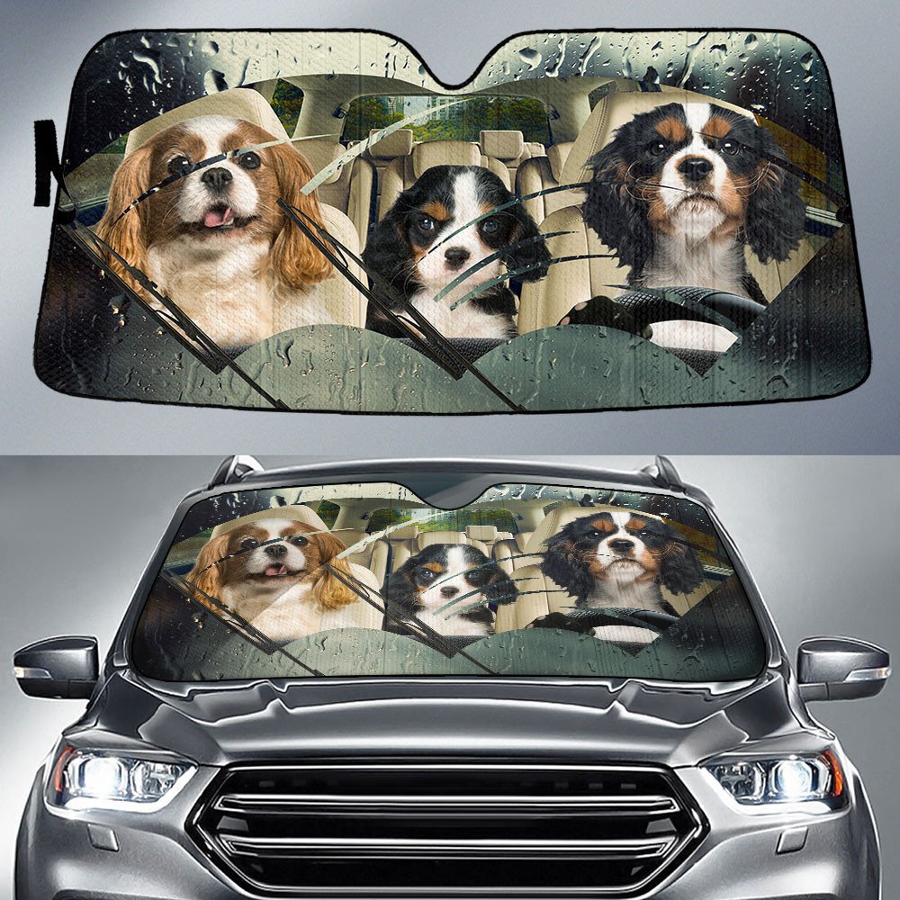 Cavalier King Charles Spaniel-Rainy Driving Car Sun Shade Cover Auto Windshield