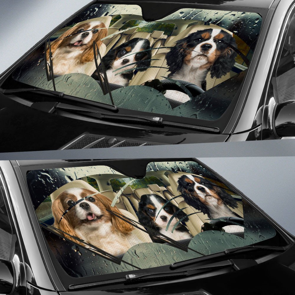 Cavalier King Charles Spaniel-Rainy Driving Car Sun Shade Cover Auto Windshield
