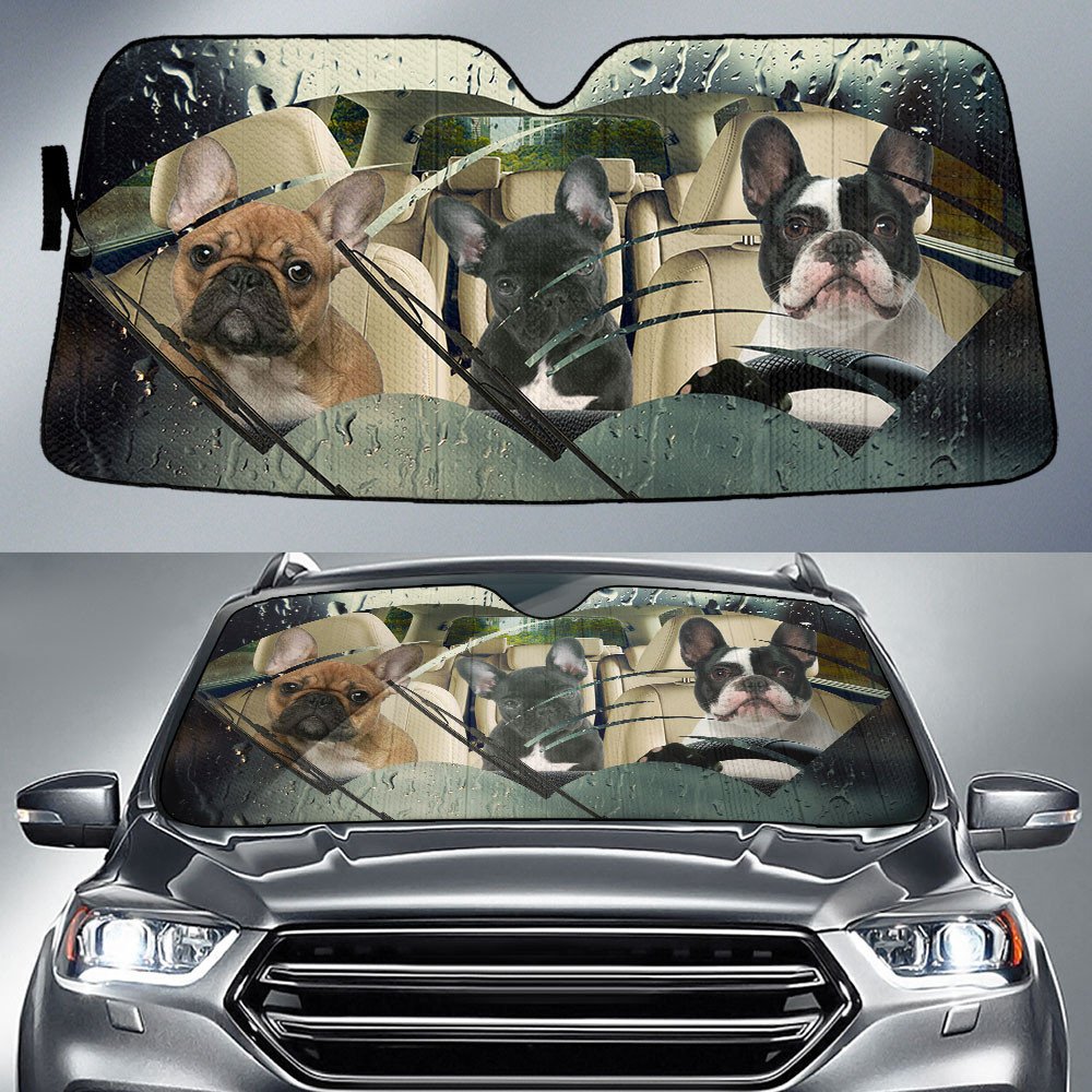 French Bulldog-Rainy Driving Car Sun Shade Cover Auto Windshield