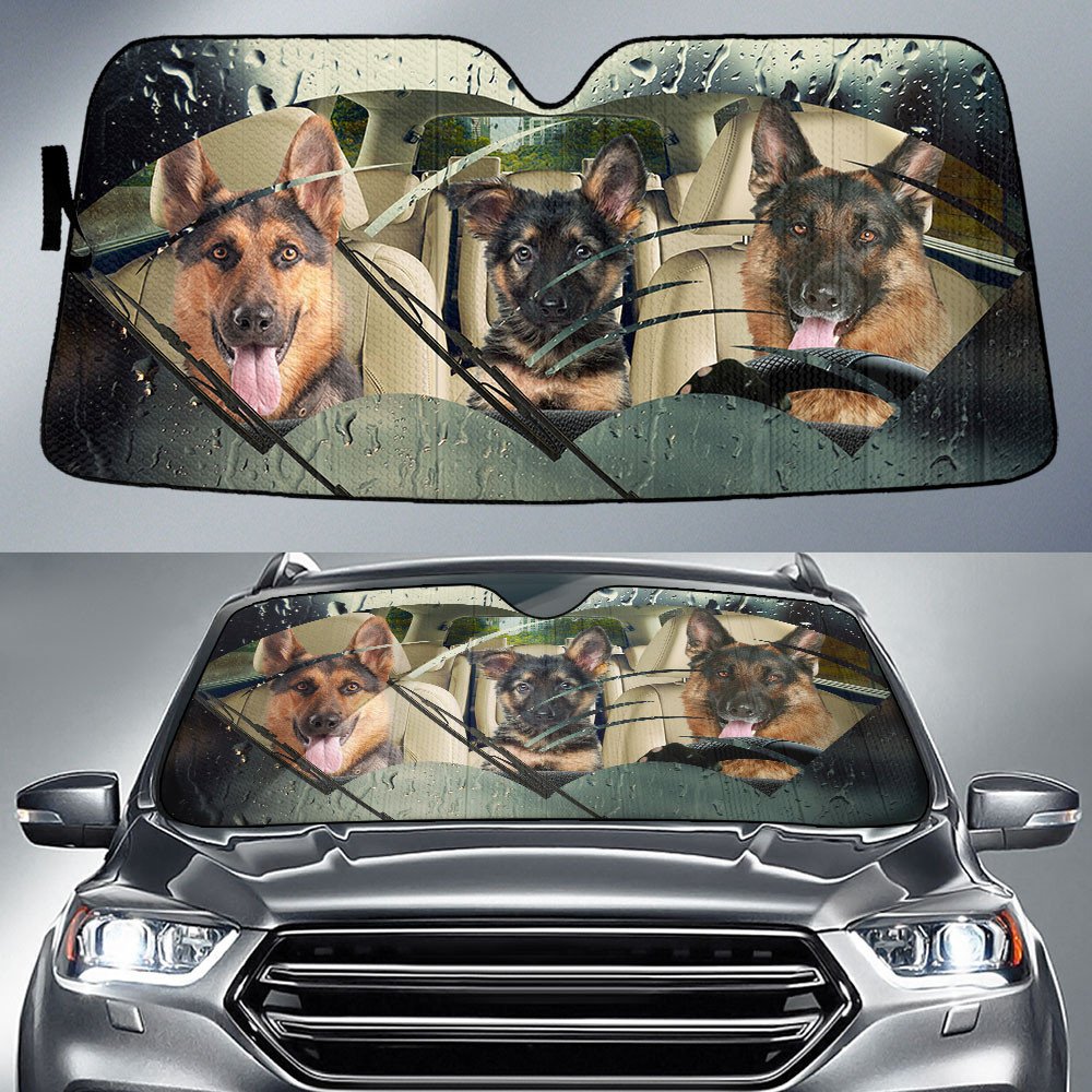 German Shepherd-Rainy Driving Car Sun Shade Cover Auto Windshield