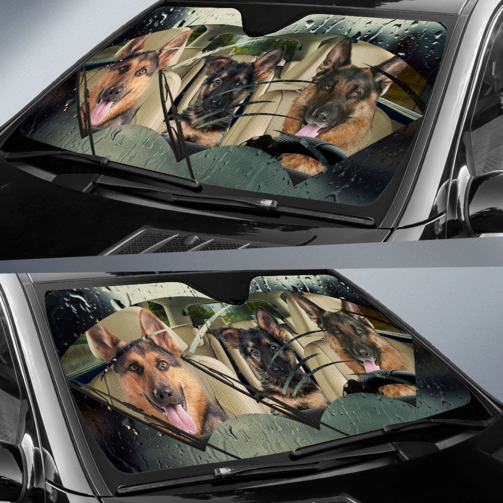 German Shepherd-Rainy Driving Car Sun Shade Cover Auto Windshield