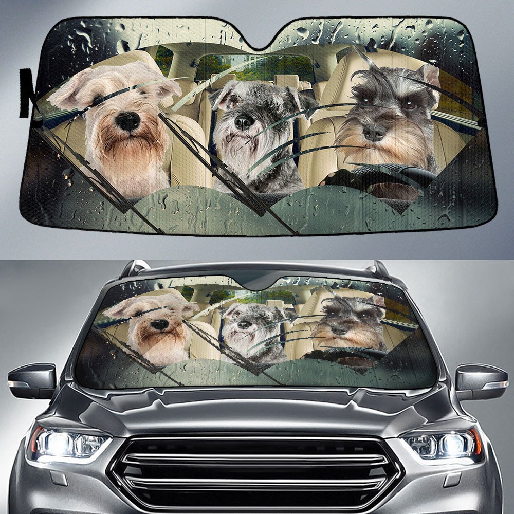 Miniature Schnauzer-Rainy Driving Car Sun Shade Cover Auto Windshield