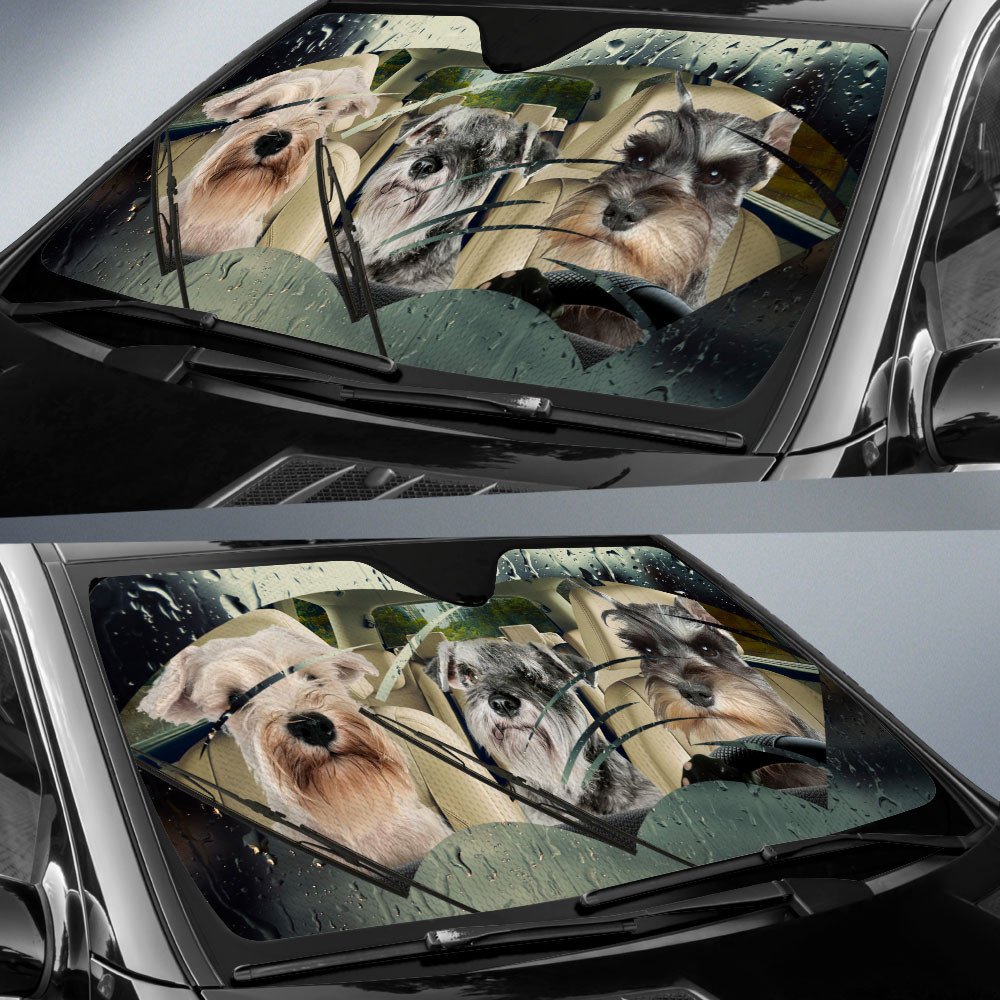 Miniature Schnauzer-Rainy Driving Car Sun Shade Cover Auto Windshield