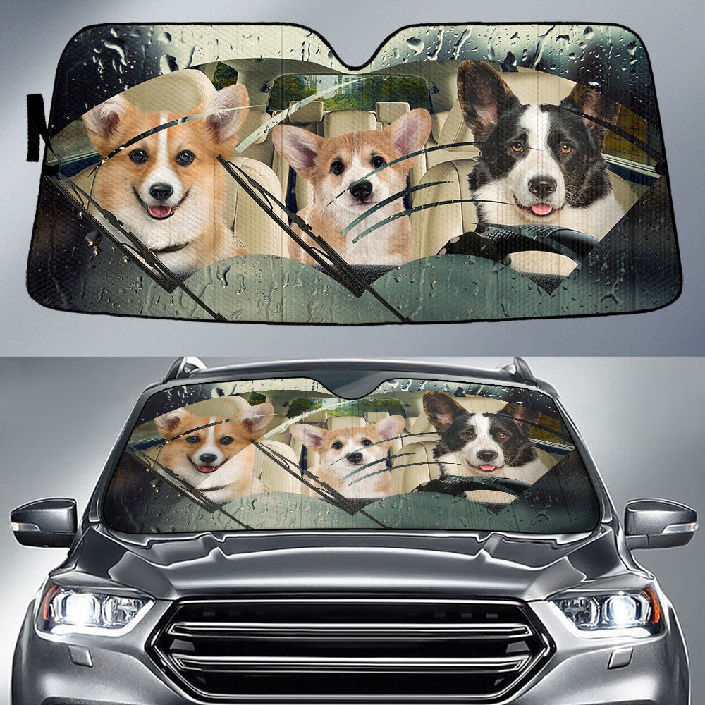 Pembroke Welsh Corgi-Rainy Driving Car Sun Shade Cover Auto Windshield
