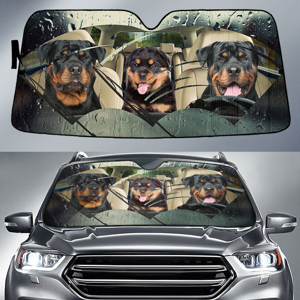 Rottweiler-Rainy Driving Car Sun Shade Cover Auto Windshield