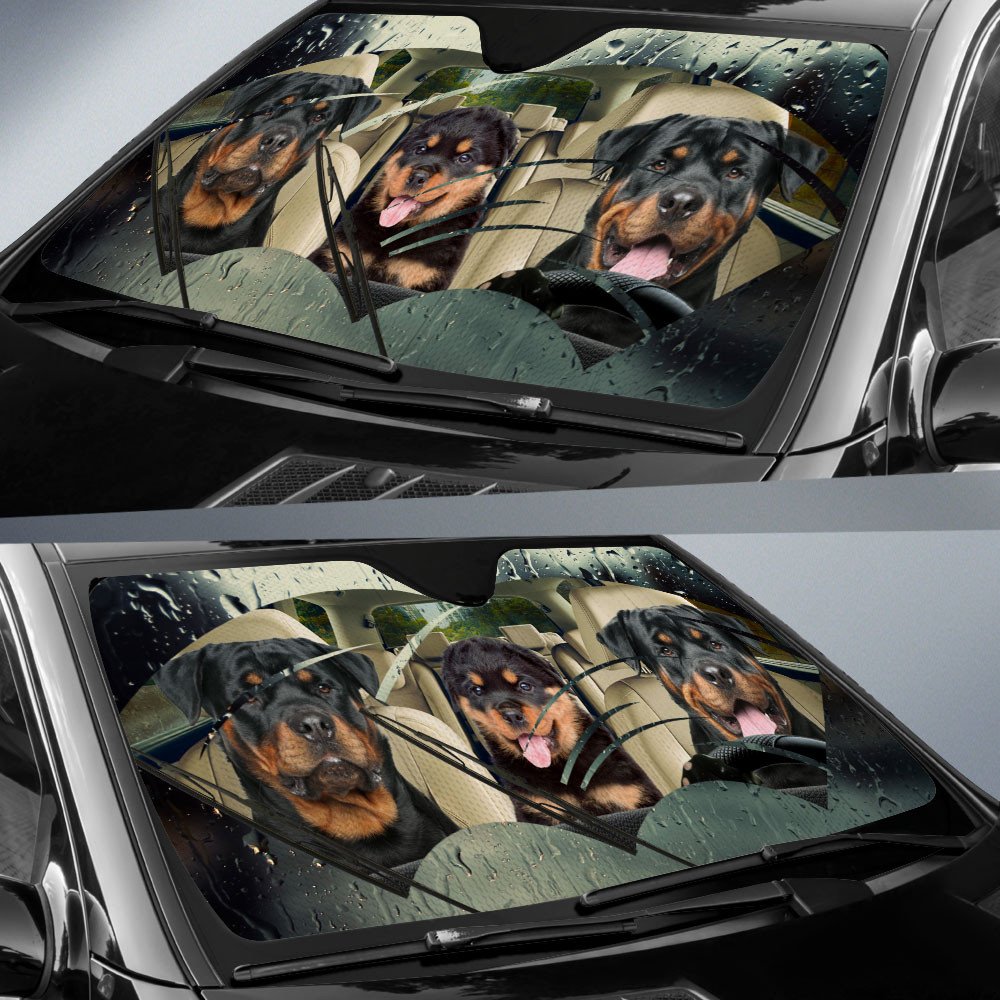 Rottweiler-Rainy Driving Car Sun Shade Cover Auto Windshield