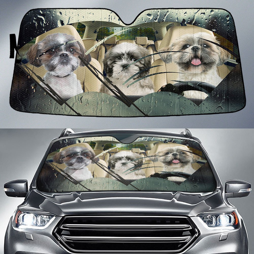 Shih Tzu-Rainy Driving Car Sun Shade Cover Auto Windshield