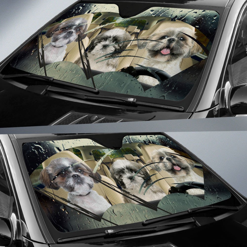 Shih Tzu-Rainy Driving Car Sun Shade Cover Auto Windshield