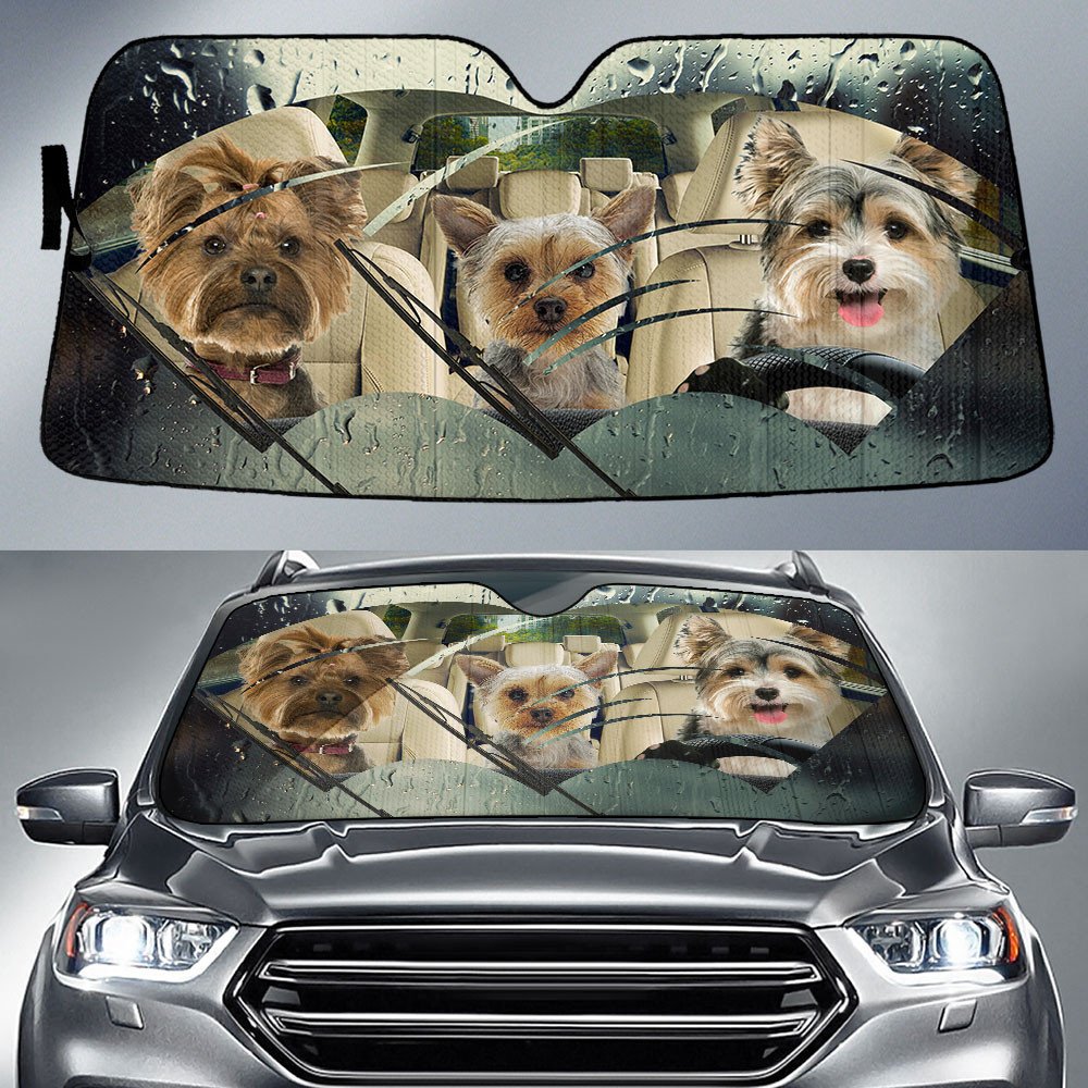 Yorkshire Terrier-Rainy Driving Car Sun Shade Cover Auto Windshield