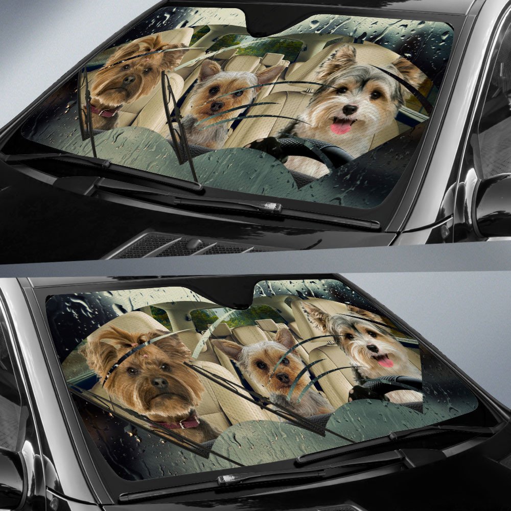 Yorkshire Terrier-Rainy Driving Car Sun Shade Cover Auto Windshield
