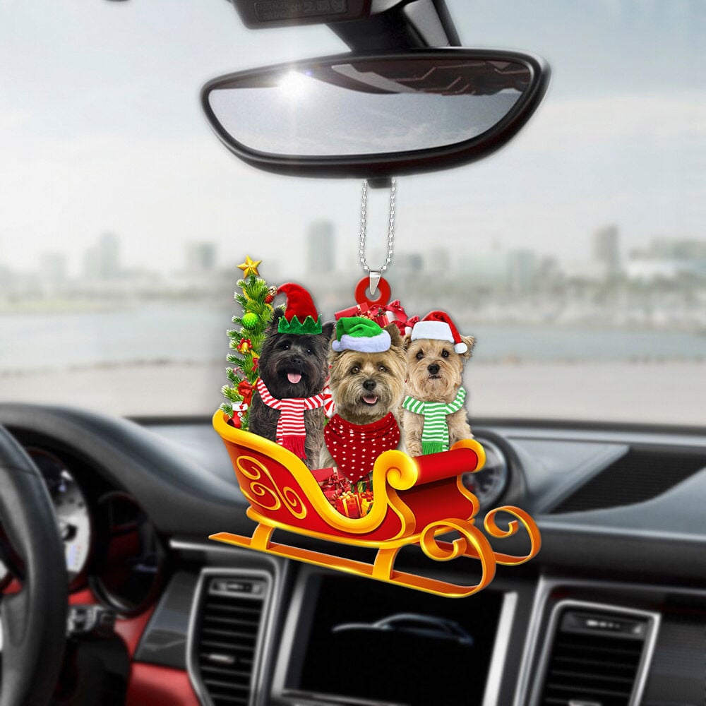 Cairn Terrier-Dog Christmas Sleigh Car-Two Sided Ornament
