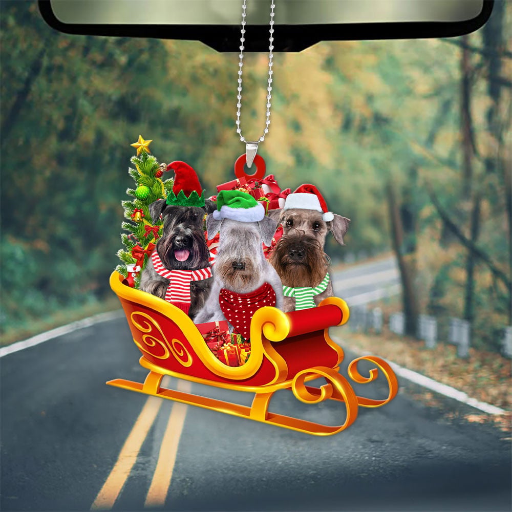Cesky Terrier-Dog Christmas Sleigh Car-Two Sided Ornament