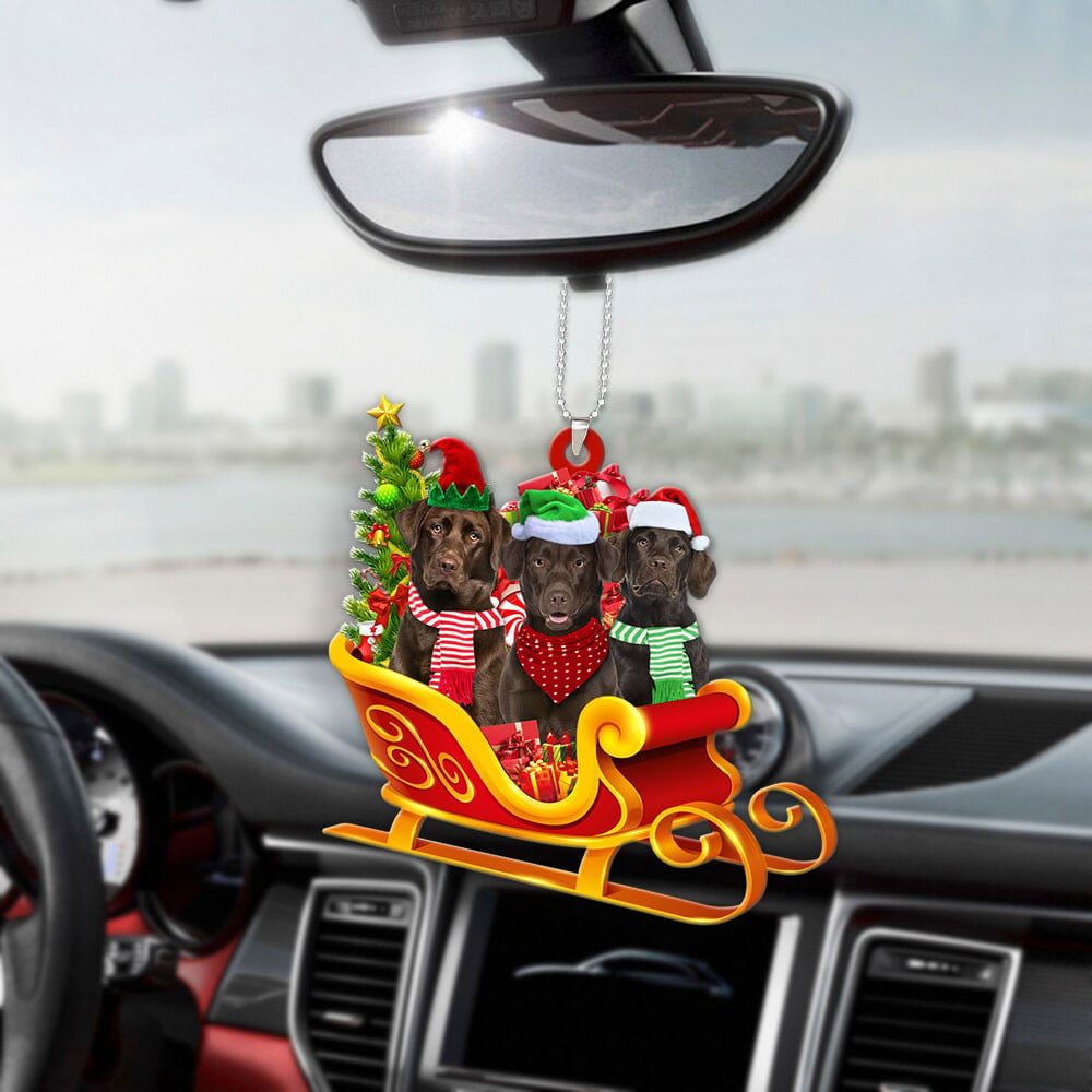 Chesapeake Bay-Dog Christmas Sleigh Car-Two Sided Ornament