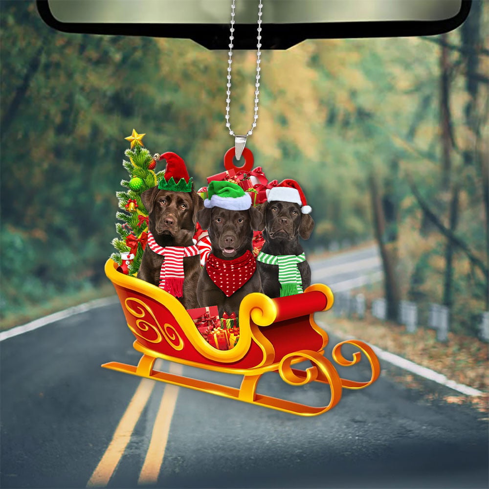 Chesapeake Bay-Dog Christmas Sleigh Car-Two Sided Ornament