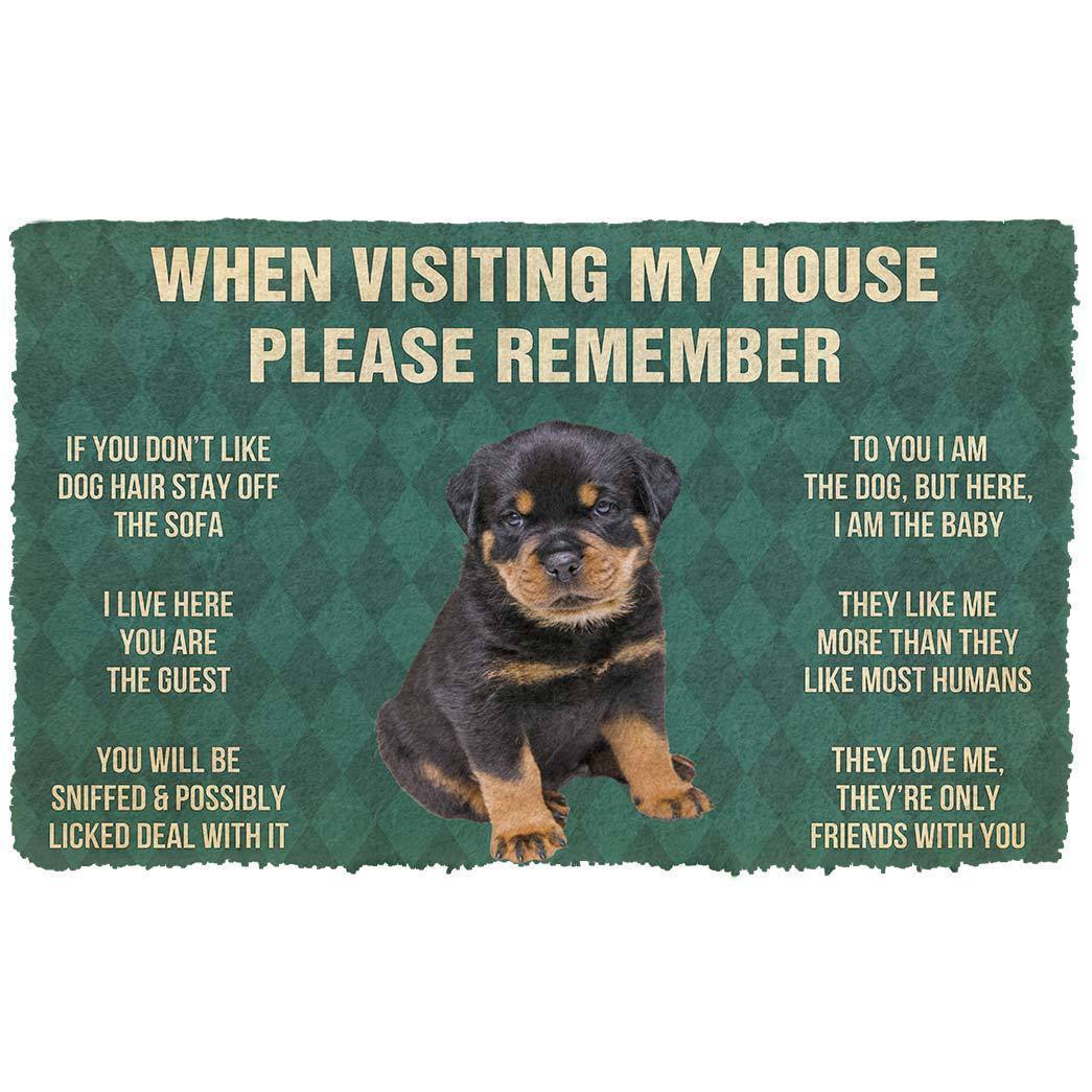 Noodever 3D Please Remember Rottweiler Puppy Dogs House Rules Doormat