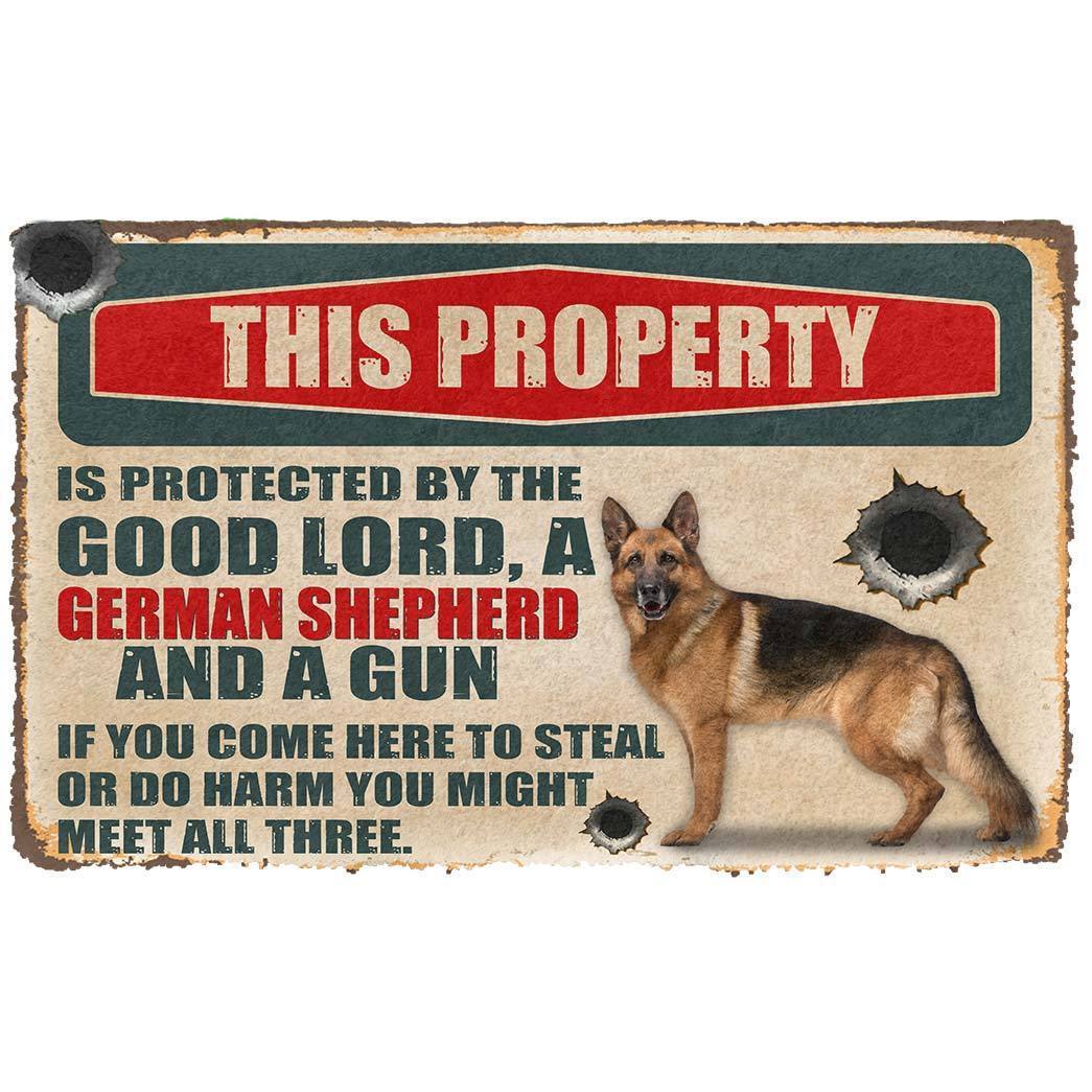Noodever 3D German Shepherd This Property Is Protected Doormat