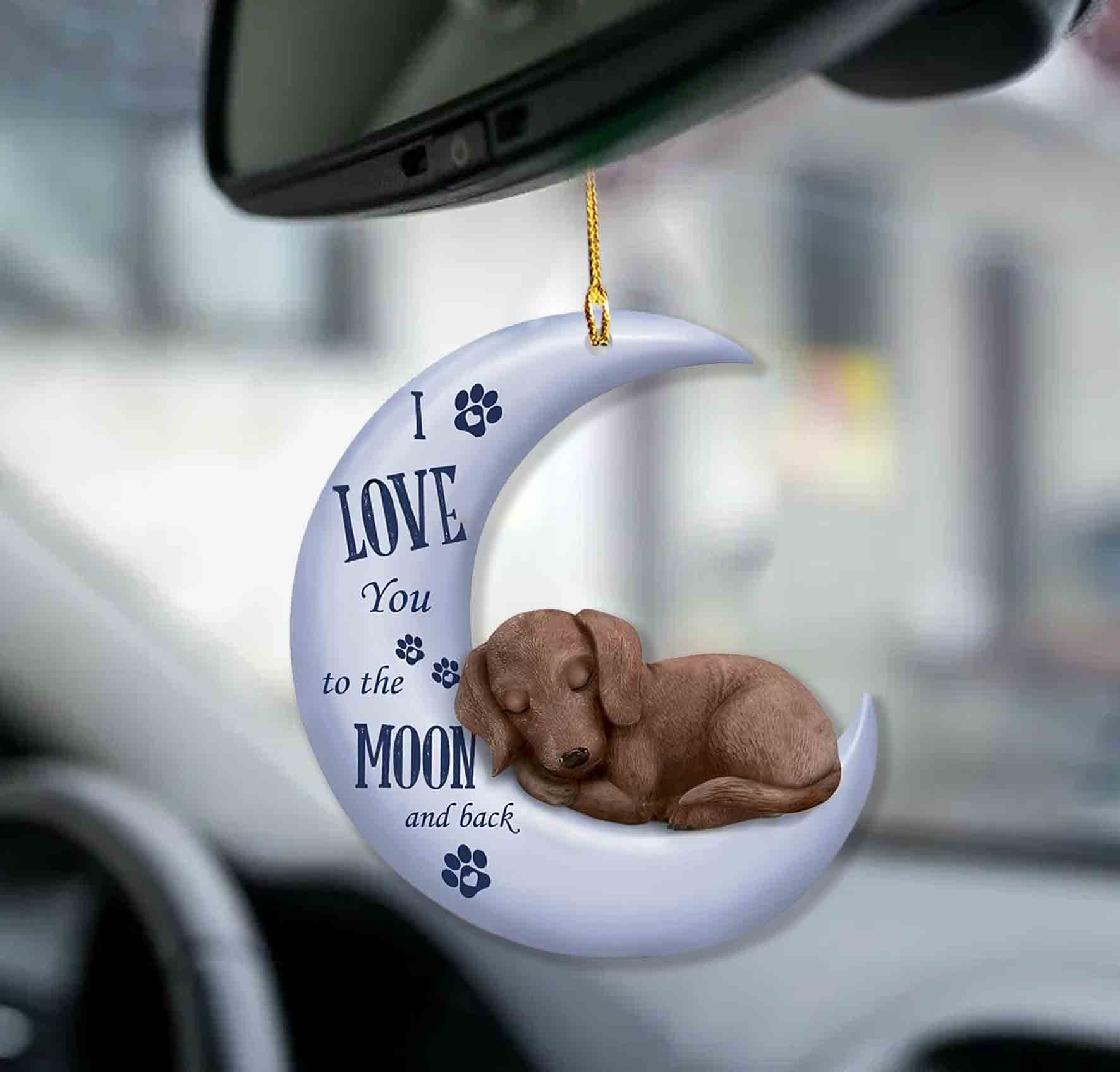Dachshund moon back dachshund lover dog moms two sided ornament
