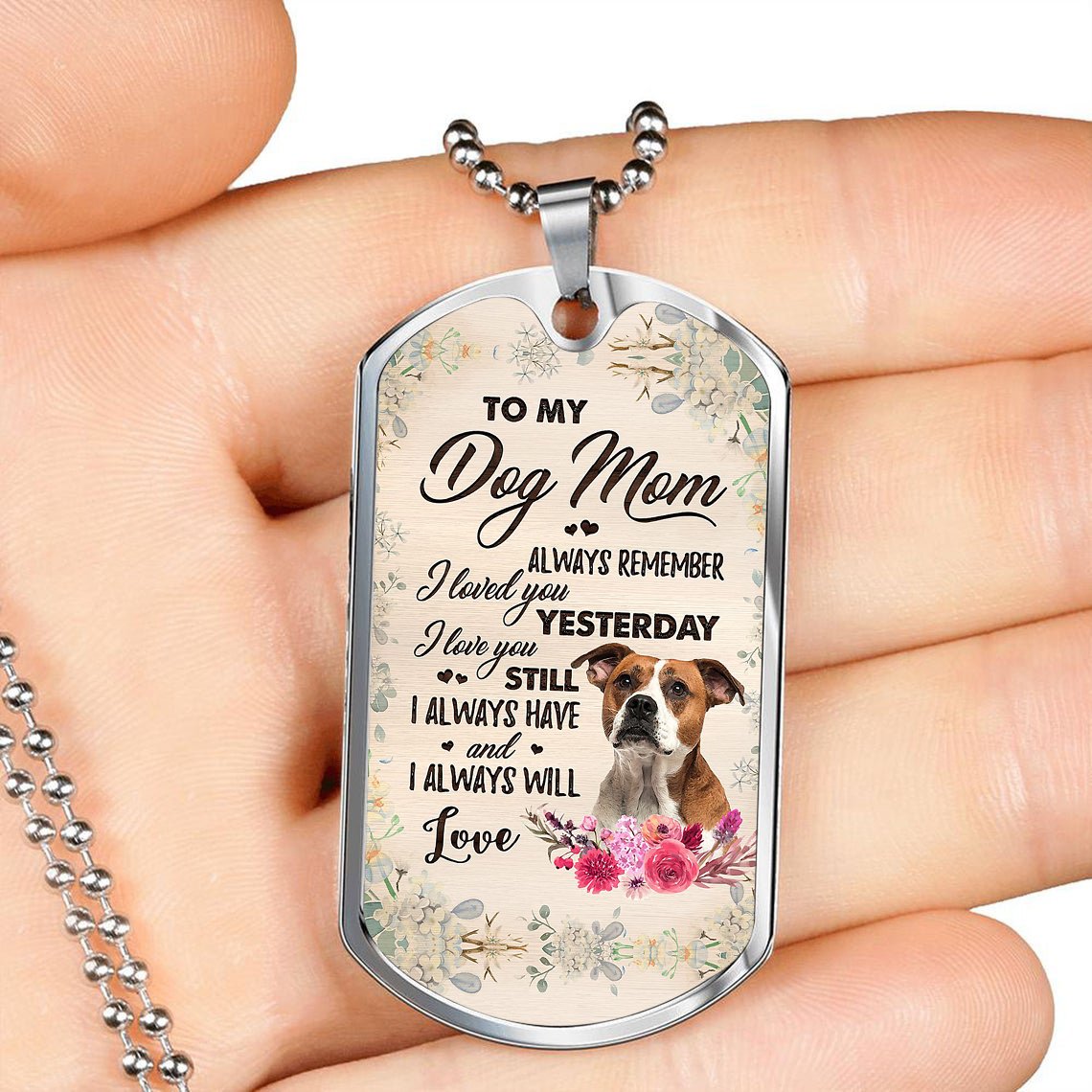 Dog Mom-American Bulldog 1-Luxury Necklace