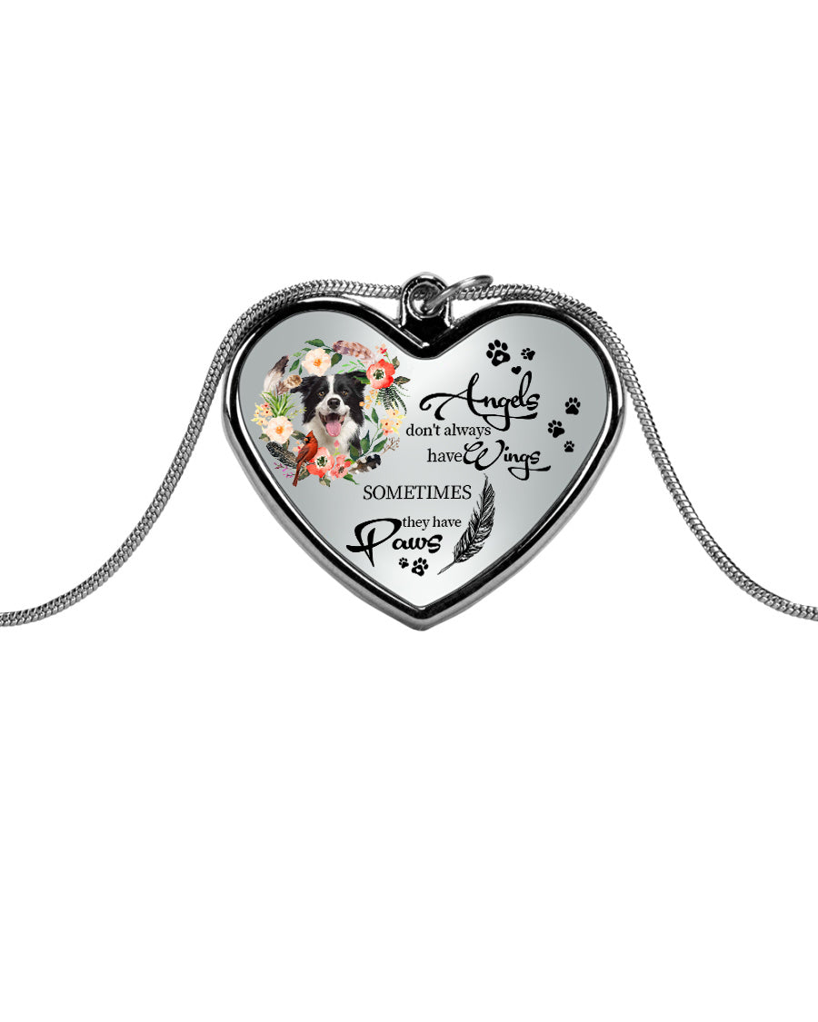 Personalized Memorial Heart Necklace-Angels Have Paws Necklace