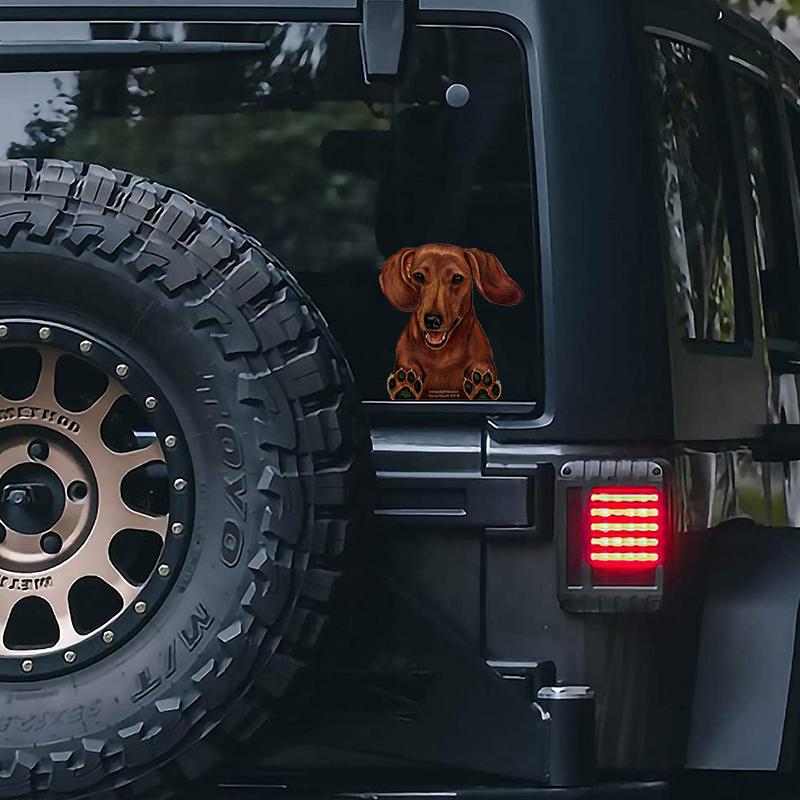 Dachshund (Red)-On The Move Window Car Sticker