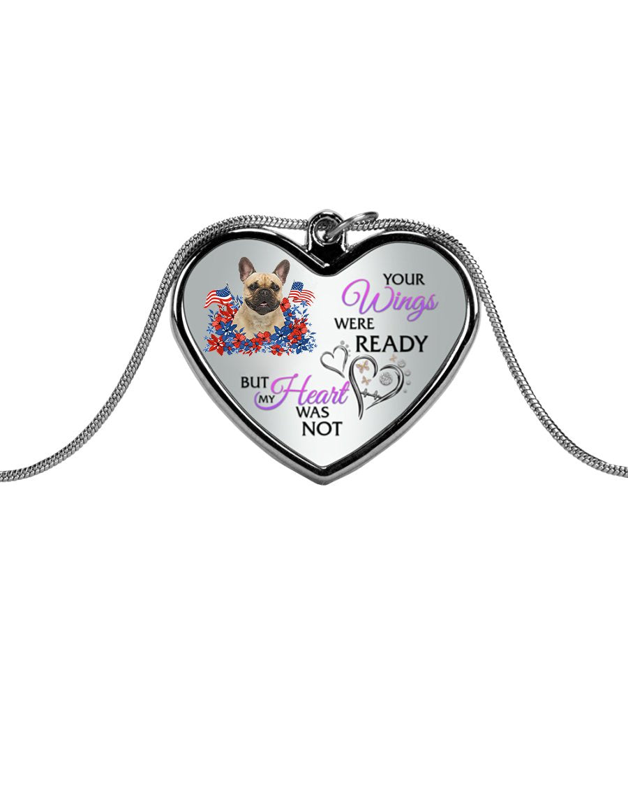 Loyalty-Fawn French Bulldog Your Wings Metallic Heart Necklace