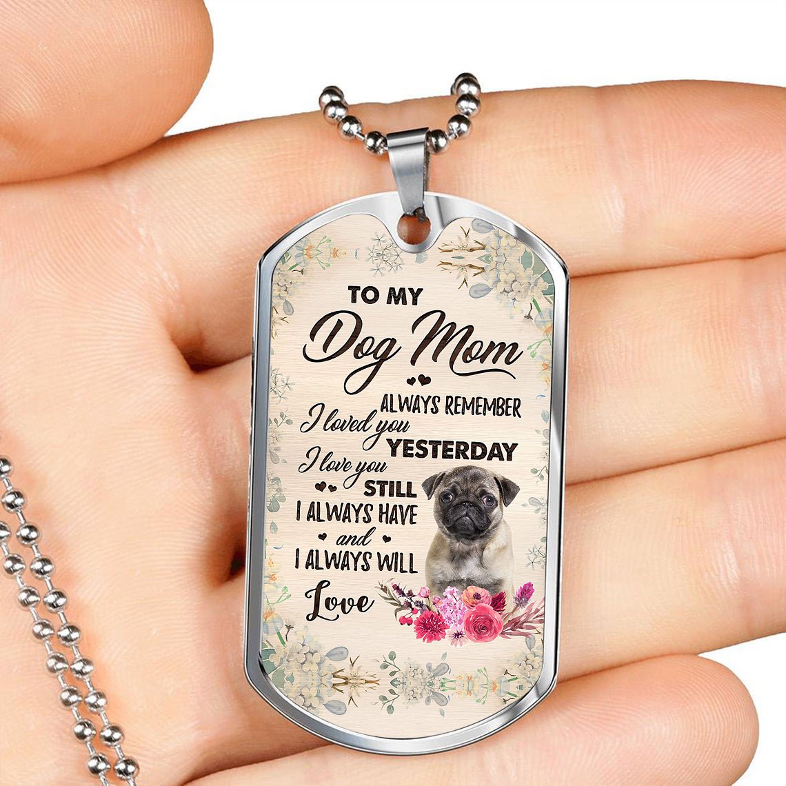 Dog Mom-FAWN Pug 2-Luxury Necklace
