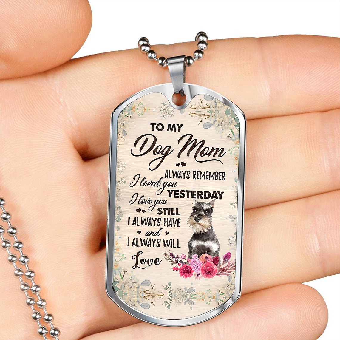 Dog Mom-GREY Miniature Schnauzer-Luxury Necklace