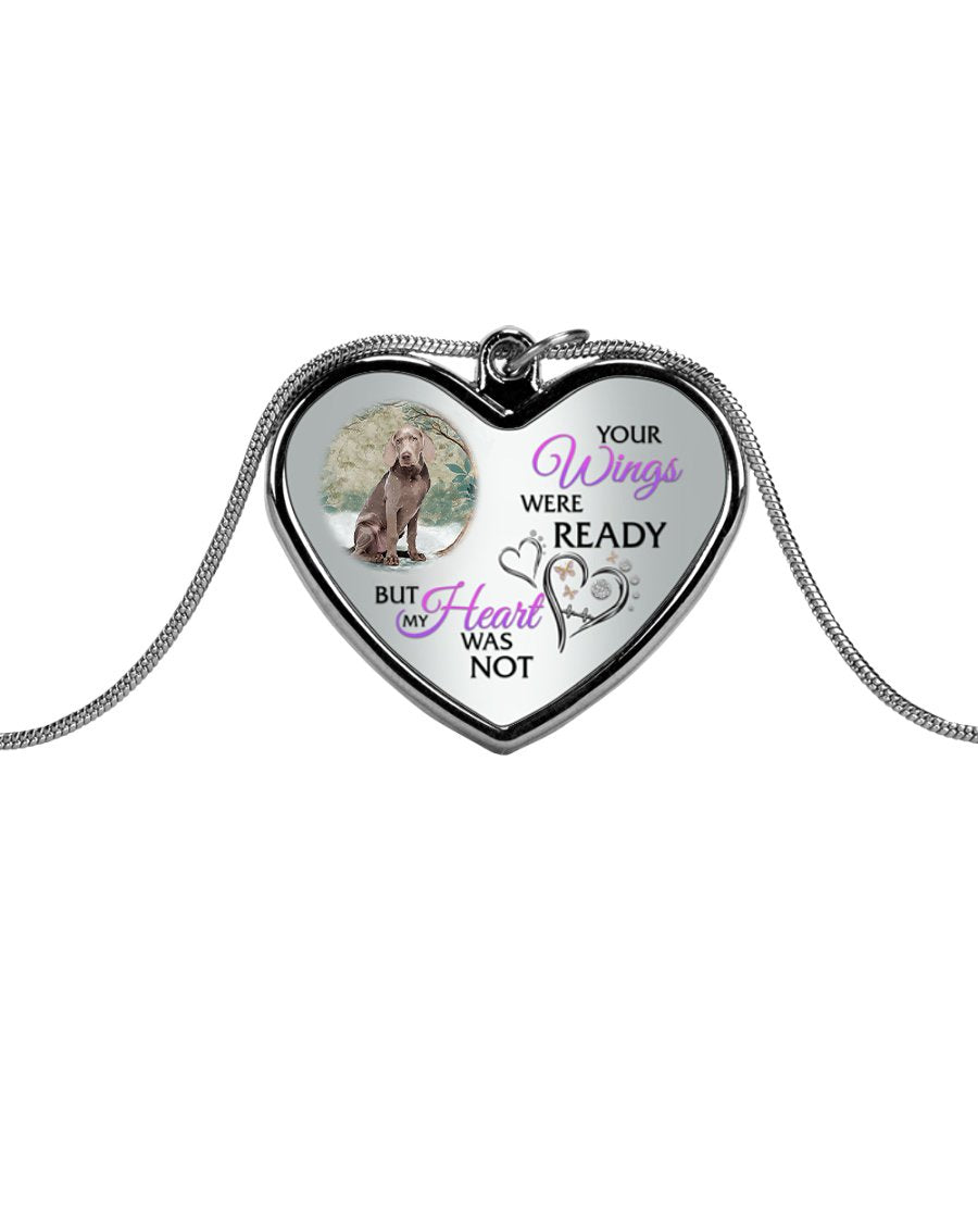 Weimaraner Your Wings Metallic Heart Necklace