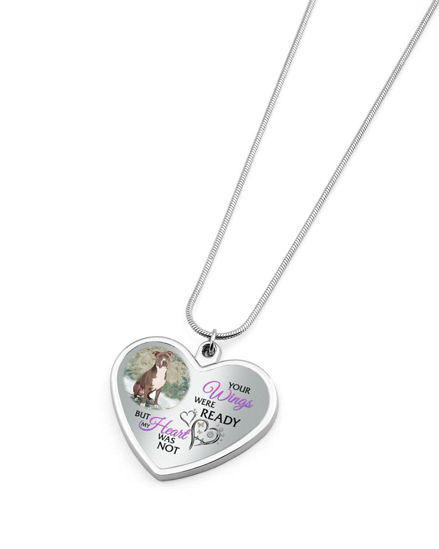Staffordshire Terrier Your Wings Metallic Heart Necklace
