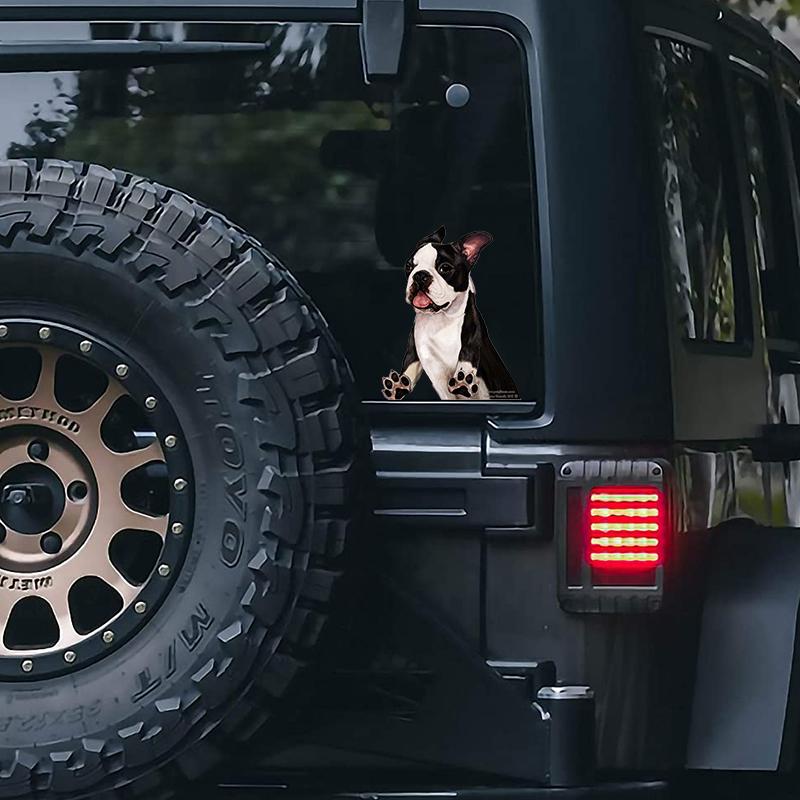 Boston Terrier-On The Move Window Car Sticker