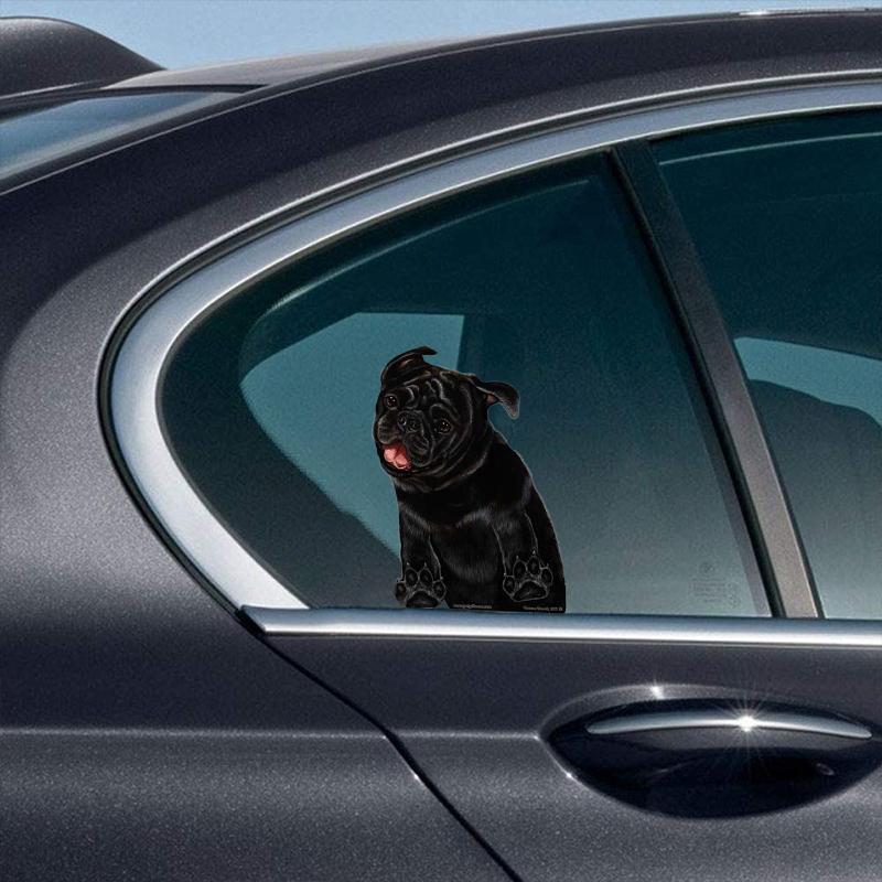 Pug (Black)-On The Move Window Car Sticker