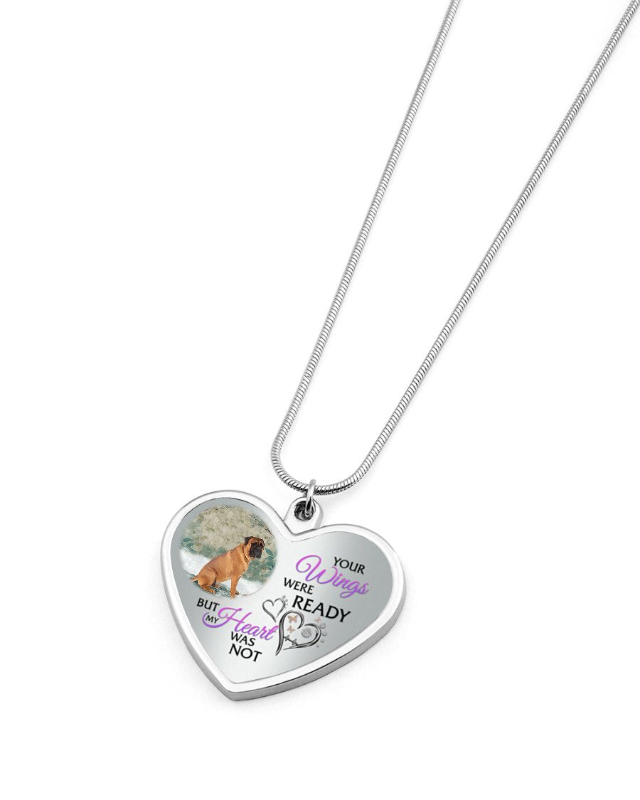Bullmastiff Your Wings Metallic Heart Necklace
