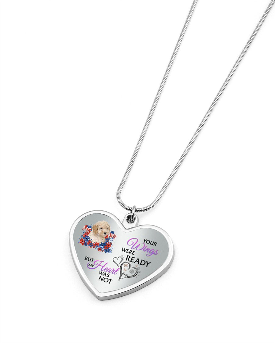 Loyalty-CREAM Toy Poodle Your Wings Metallic Heart Necklace