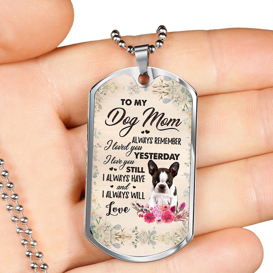 Dog Mom-BRINDLE Boston Terrier-Luxury Necklace