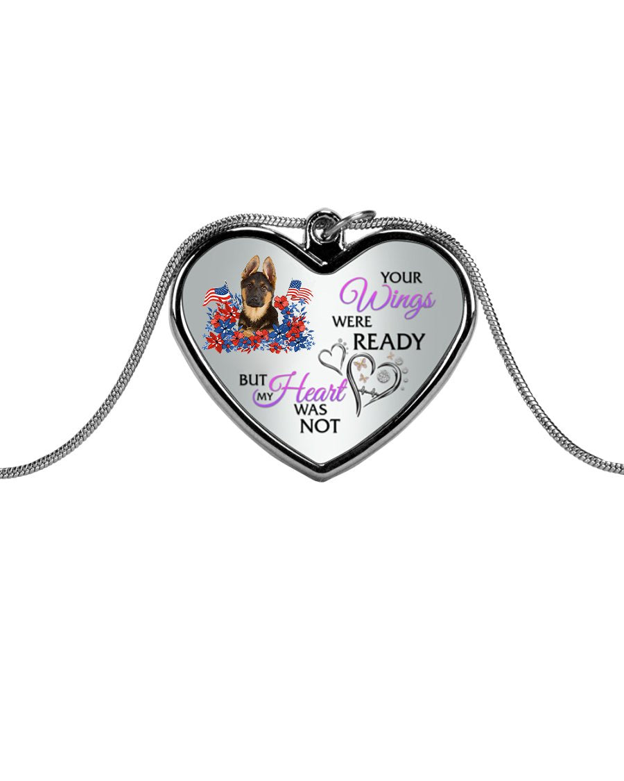 Loyalty-German Shepherd 1 Your Wings Metallic Heart Necklace