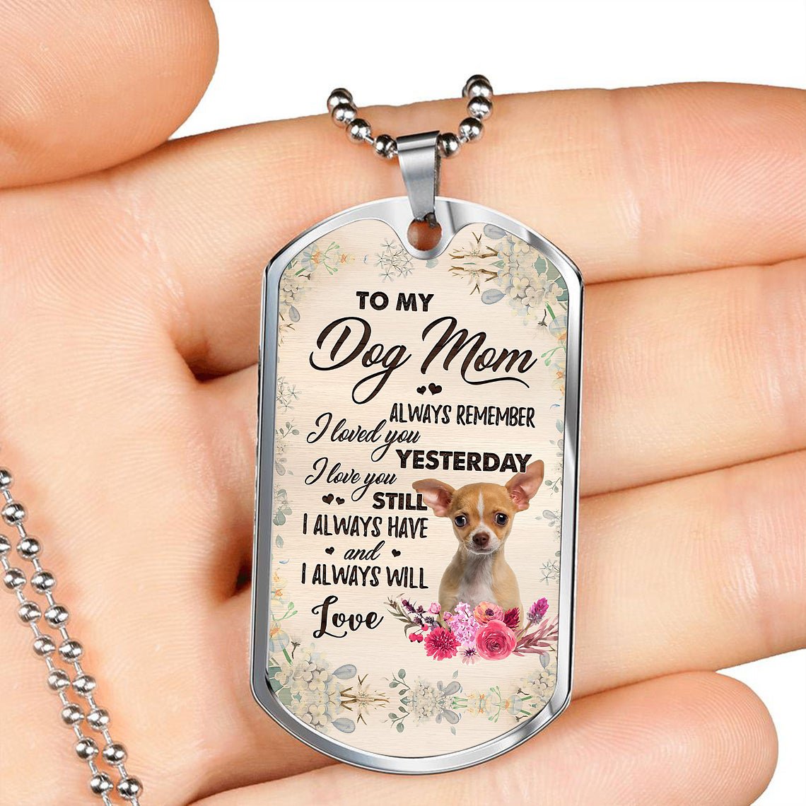 Dog Mom-TAN Chihuahua 2-Luxury Necklace