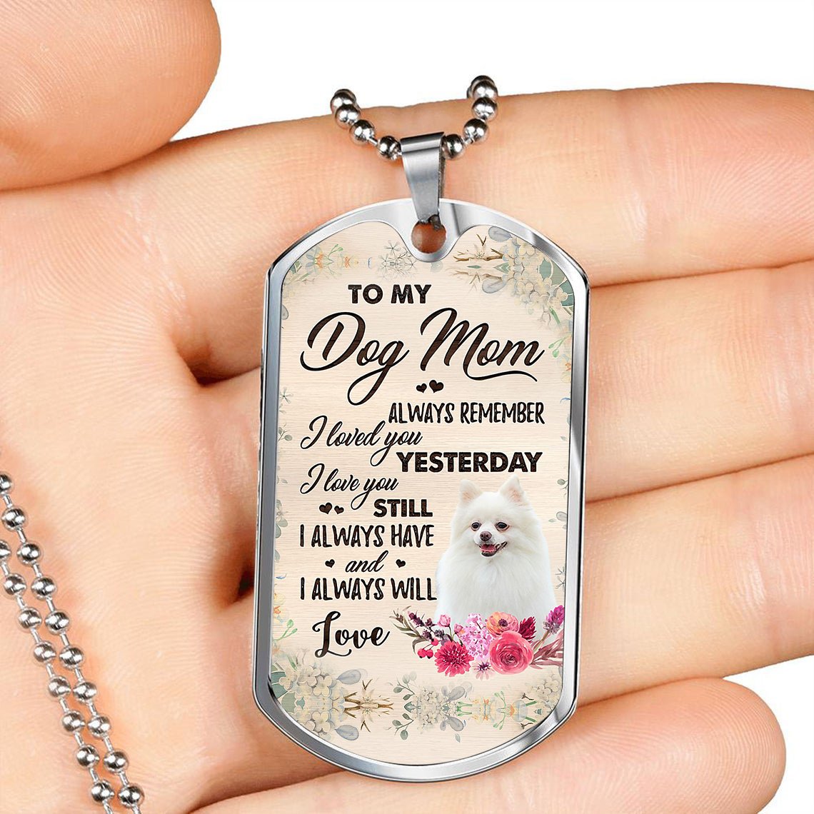 Dog Mom-WHITE Pomeranian-Luxury Necklace