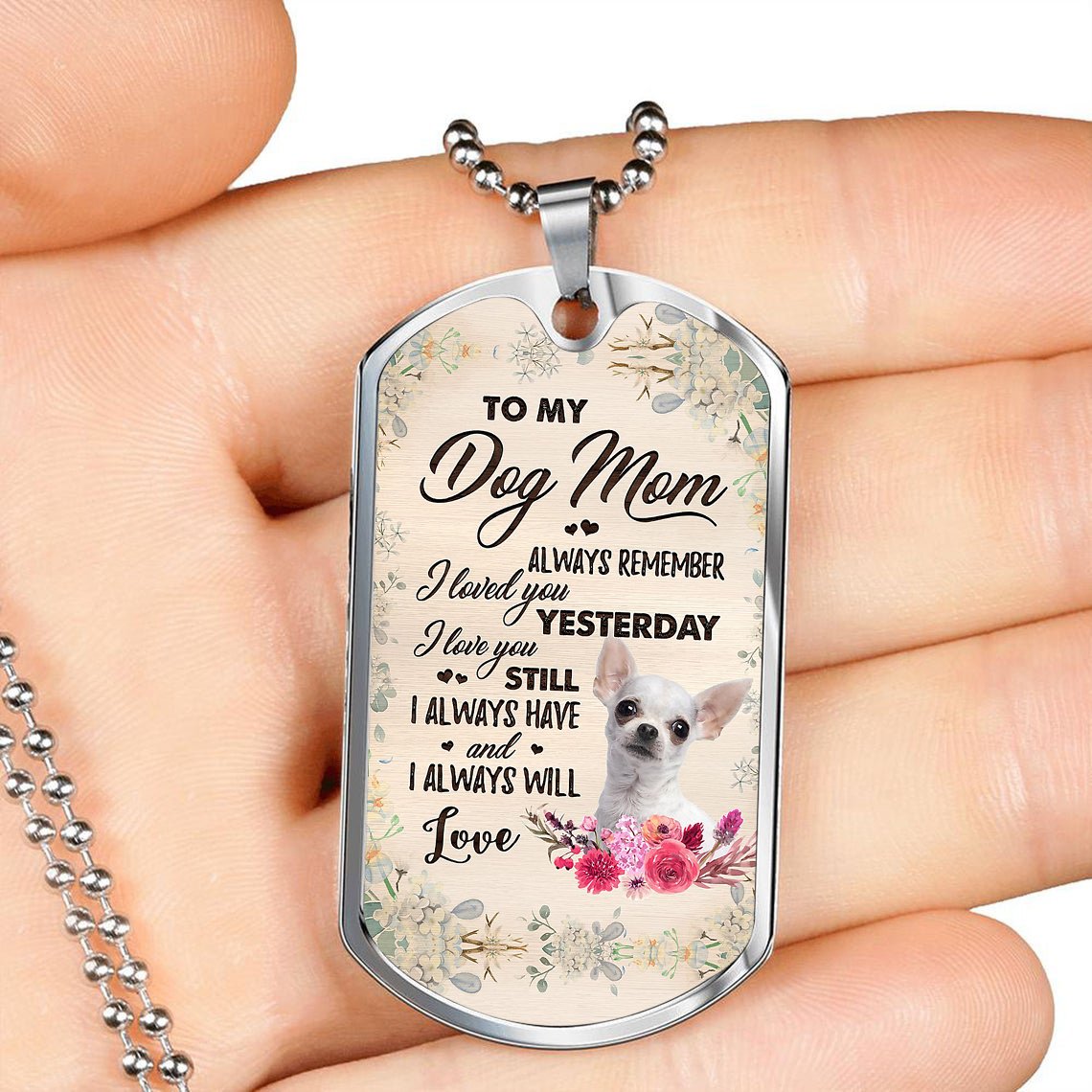 Dog Mom-WHITE Chihuahua-Luxury Necklace