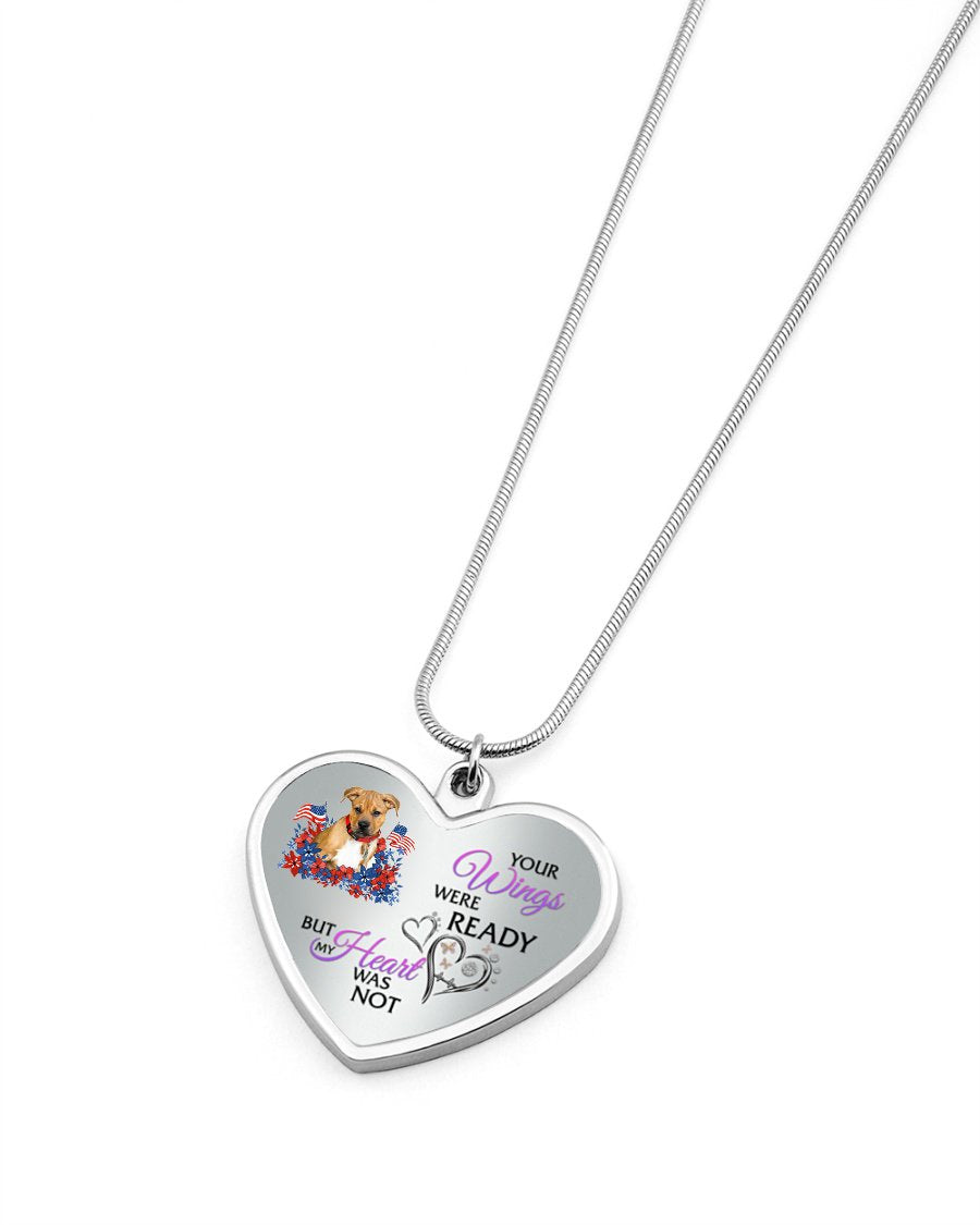 Loyalty-Pitbull Boxer Mix Your Wings Metallic Heart Necklace