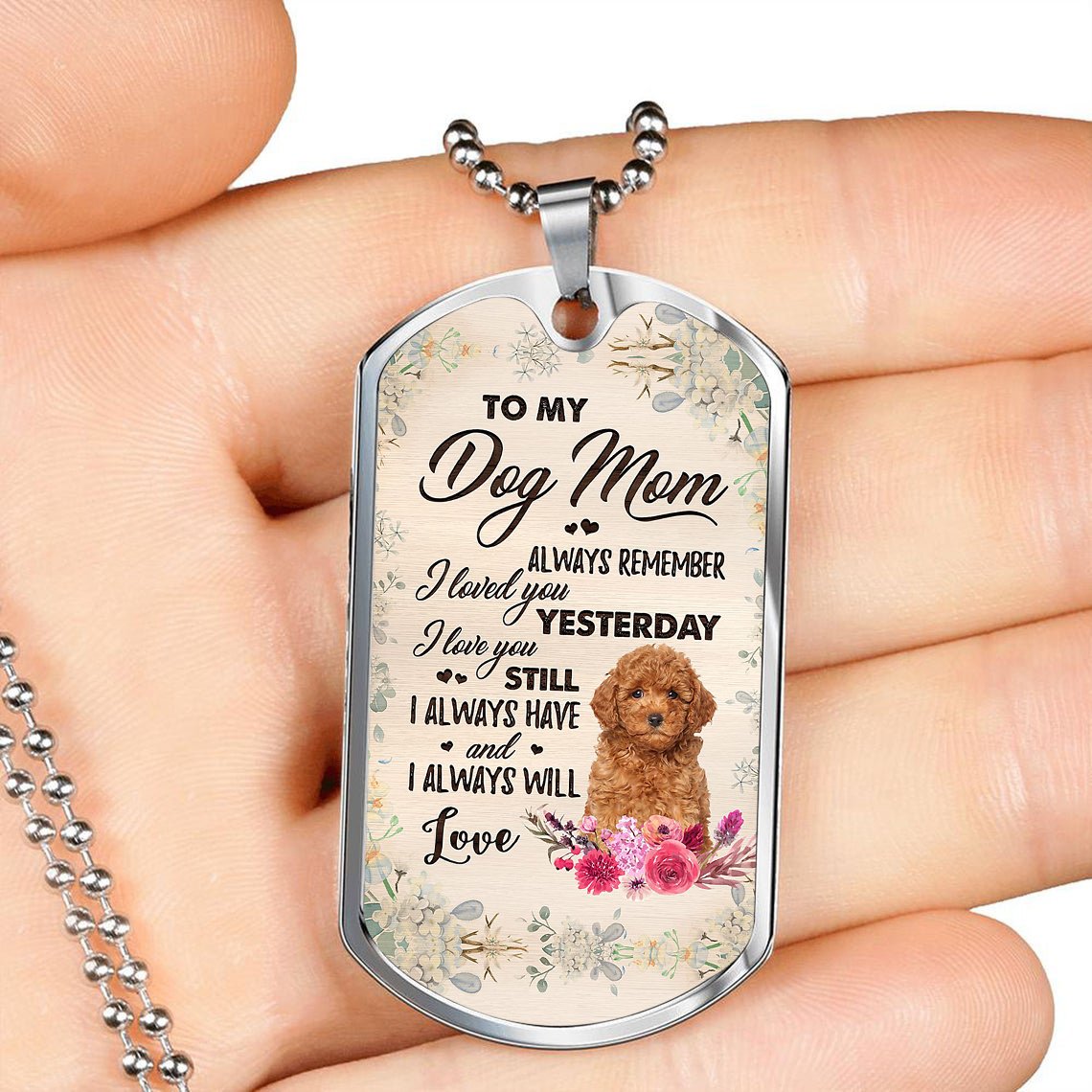 Dog Mom-RED Miniature Poodle-Luxury Necklace
