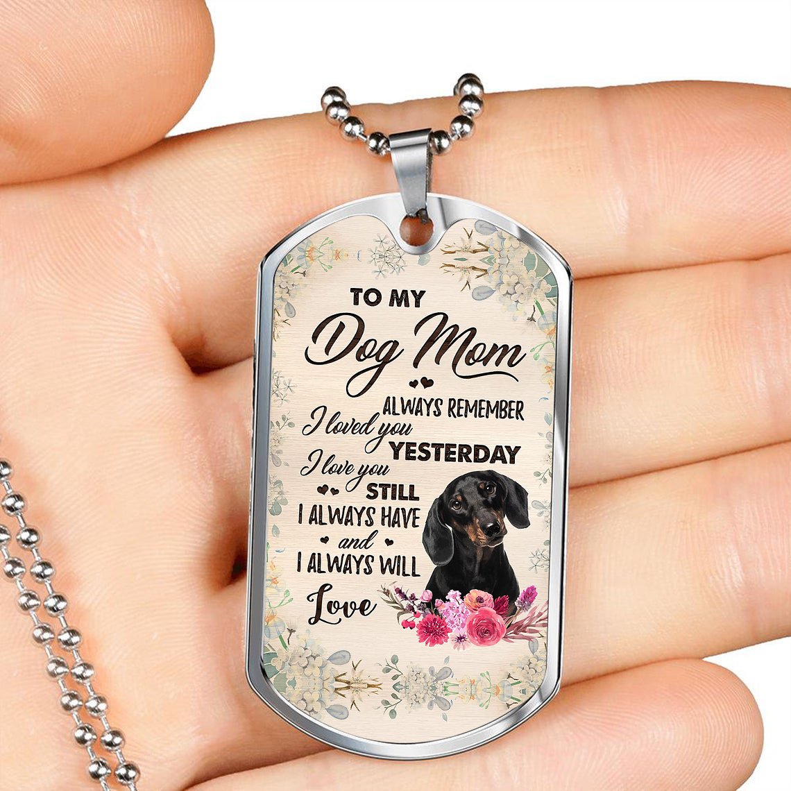 Dog Mom-BLACK Dachshund-Luxury Necklace