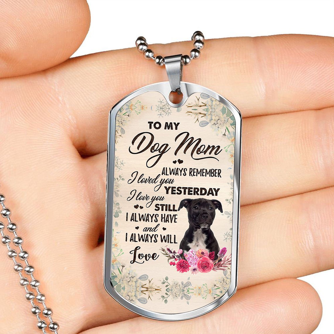 Dog Mom-BLACK A Staffordshire Terrier-Luxury Necklace